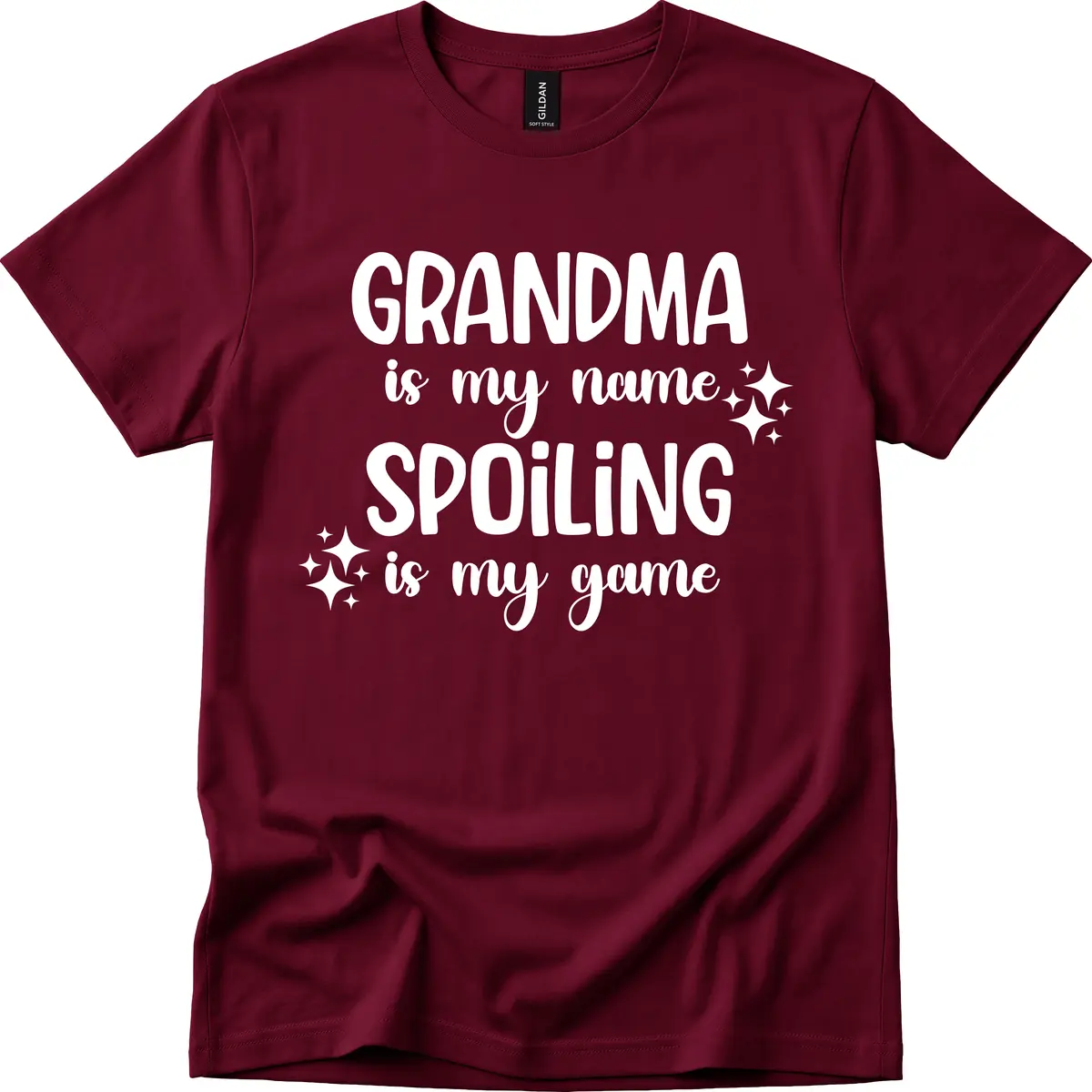 Grandma Is My Name Spoiling Is My Game T-Shirt in Maroon